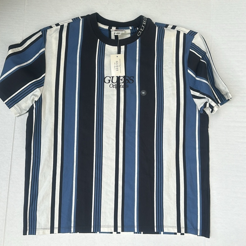New Guess Short-Sleeve Original Brand Striped T-Shirt SZ M - Picture 5 of 7